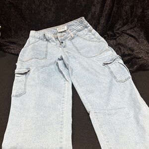 Light Blue Stretchy Cargo Jeans